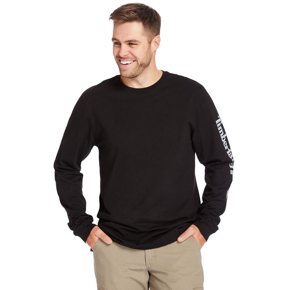 Camisetas Timberland Hombre Pro® Big & Tall Base Plate Long-Sleeve Wicking Negras - Chile RHO-275631